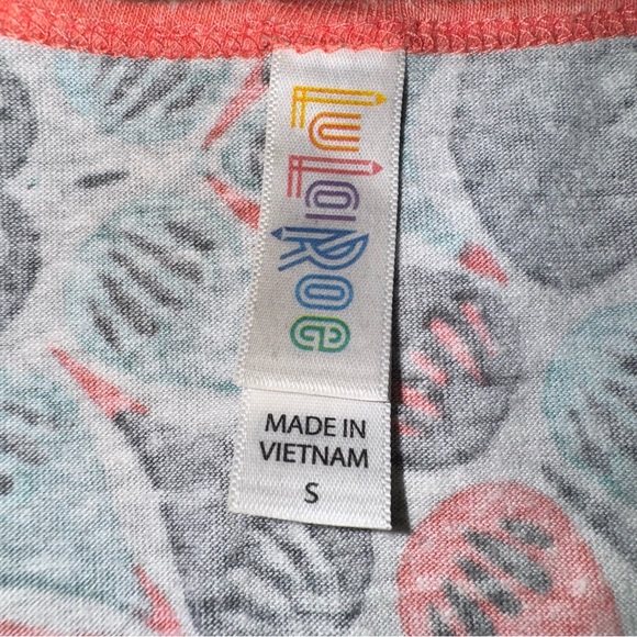 Lularoe Womens Small Shirt Tunic Top Varsity Stripes Salmon Teal Gray Comfy - Picture 4 of 9